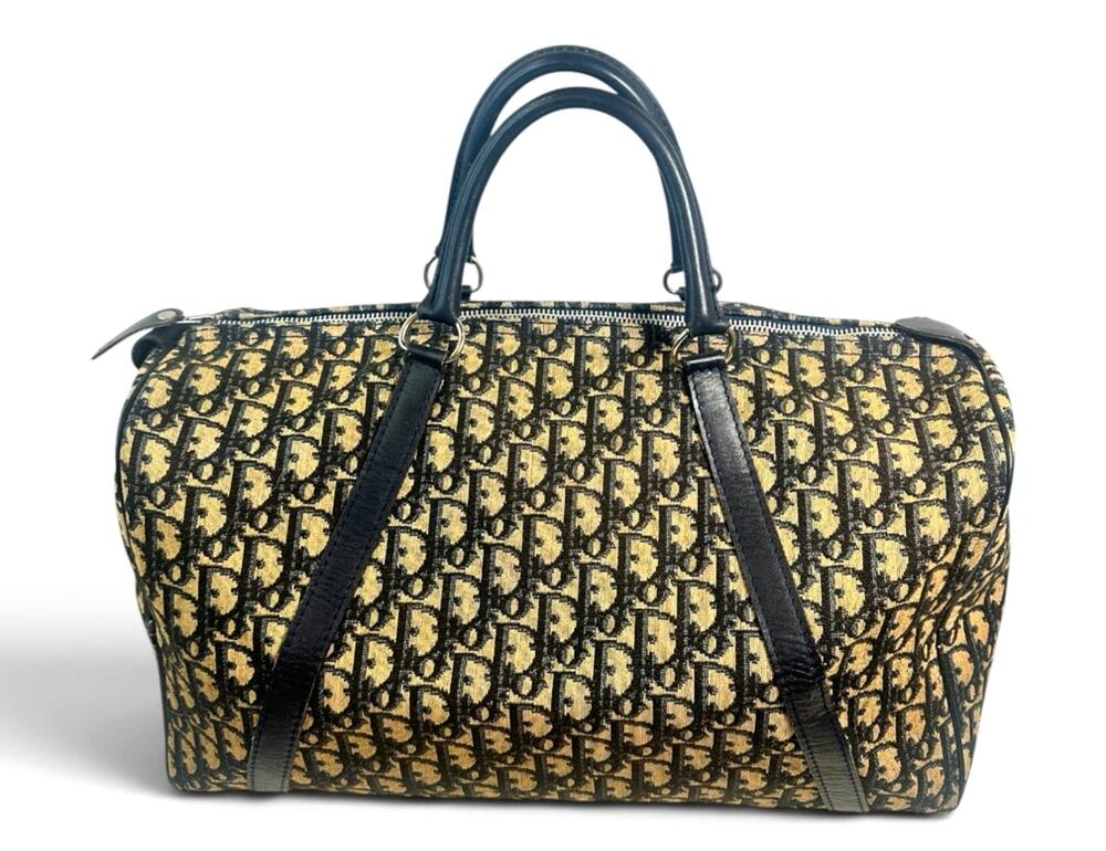 Christian Dior Vintage Oblique Monogram Duffle 40 Travel Bag in Navy w/ COA